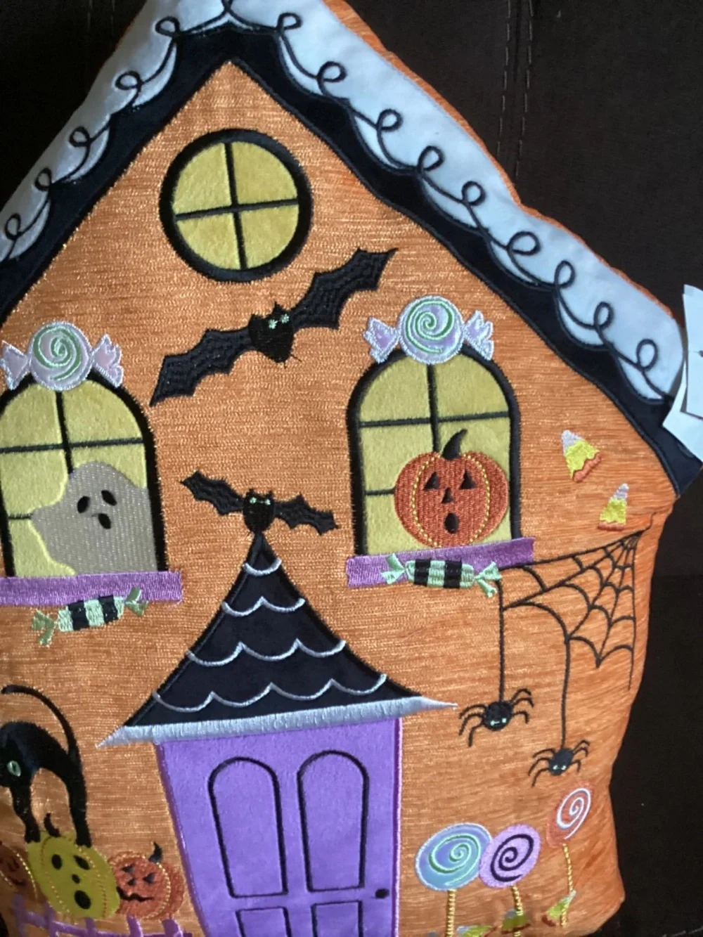 New Isaac Mizrahi Halloween Haunted House Decorative Pillow -17x18”